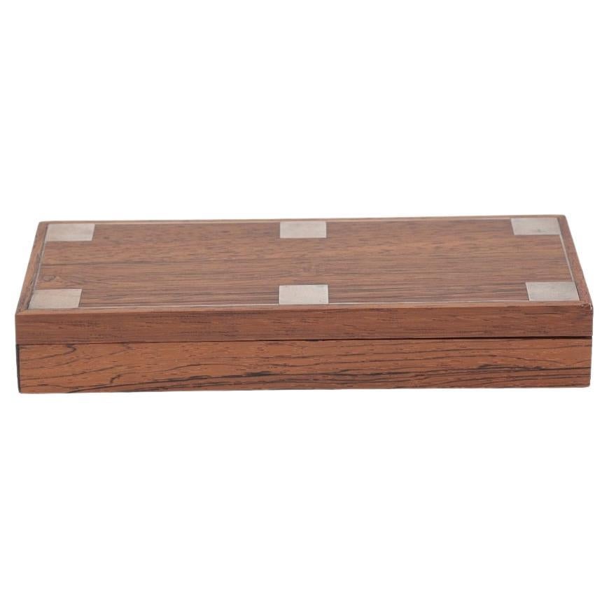 Hans Hansen Rosewood Box with Sterling Silver Inlay