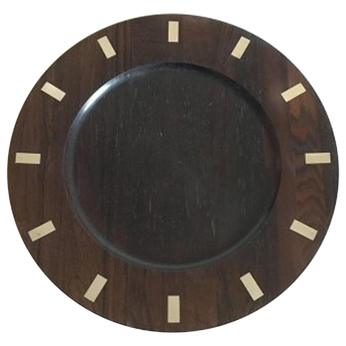 Hans Hansen Rosewood Plate with Silver Inlay For Sale