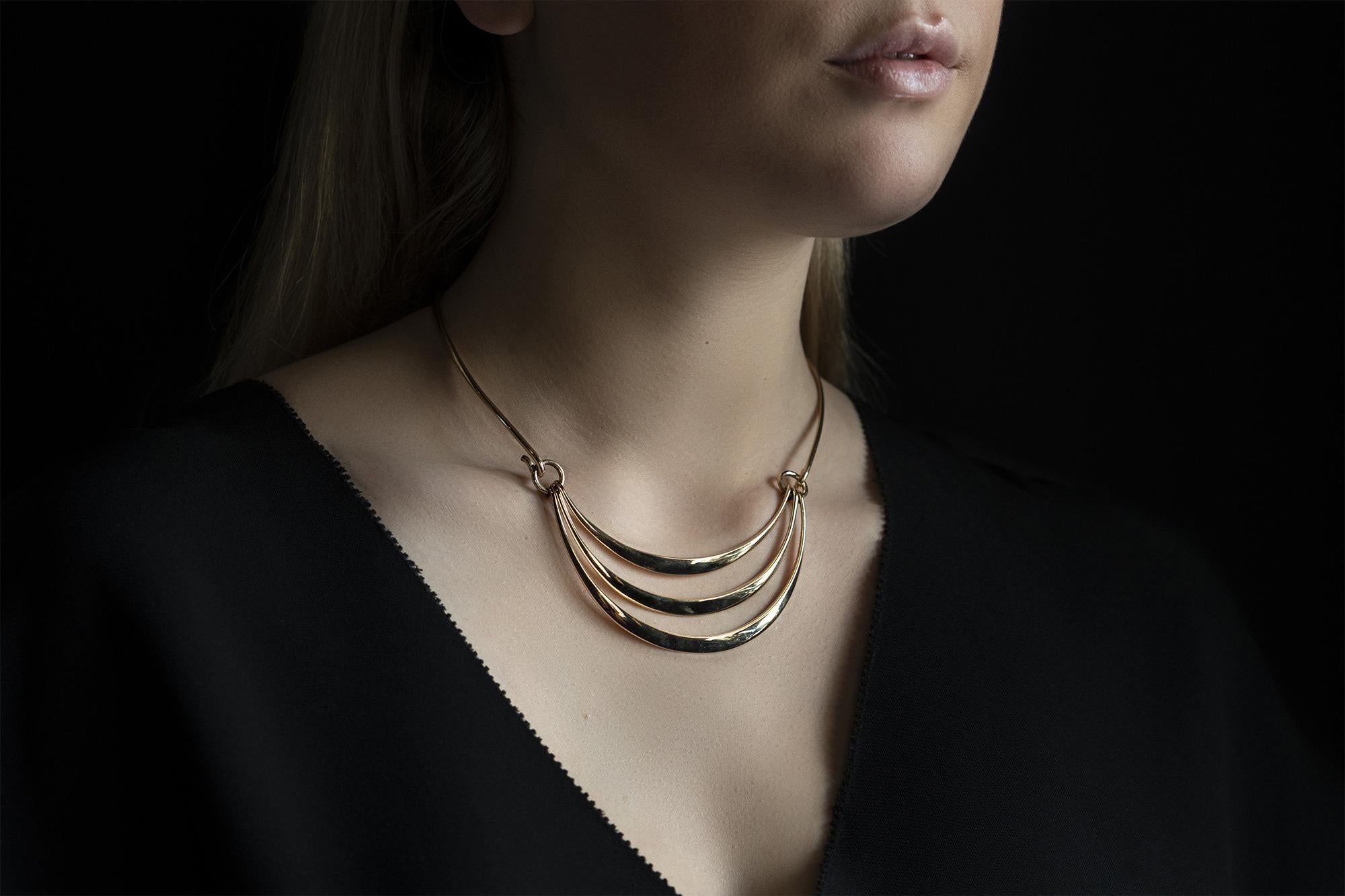 Hans Hansen Scandinavian Modernist Yellow Gold Necklace, 1970 In Excellent Condition For Sale In Bruxelles, BE