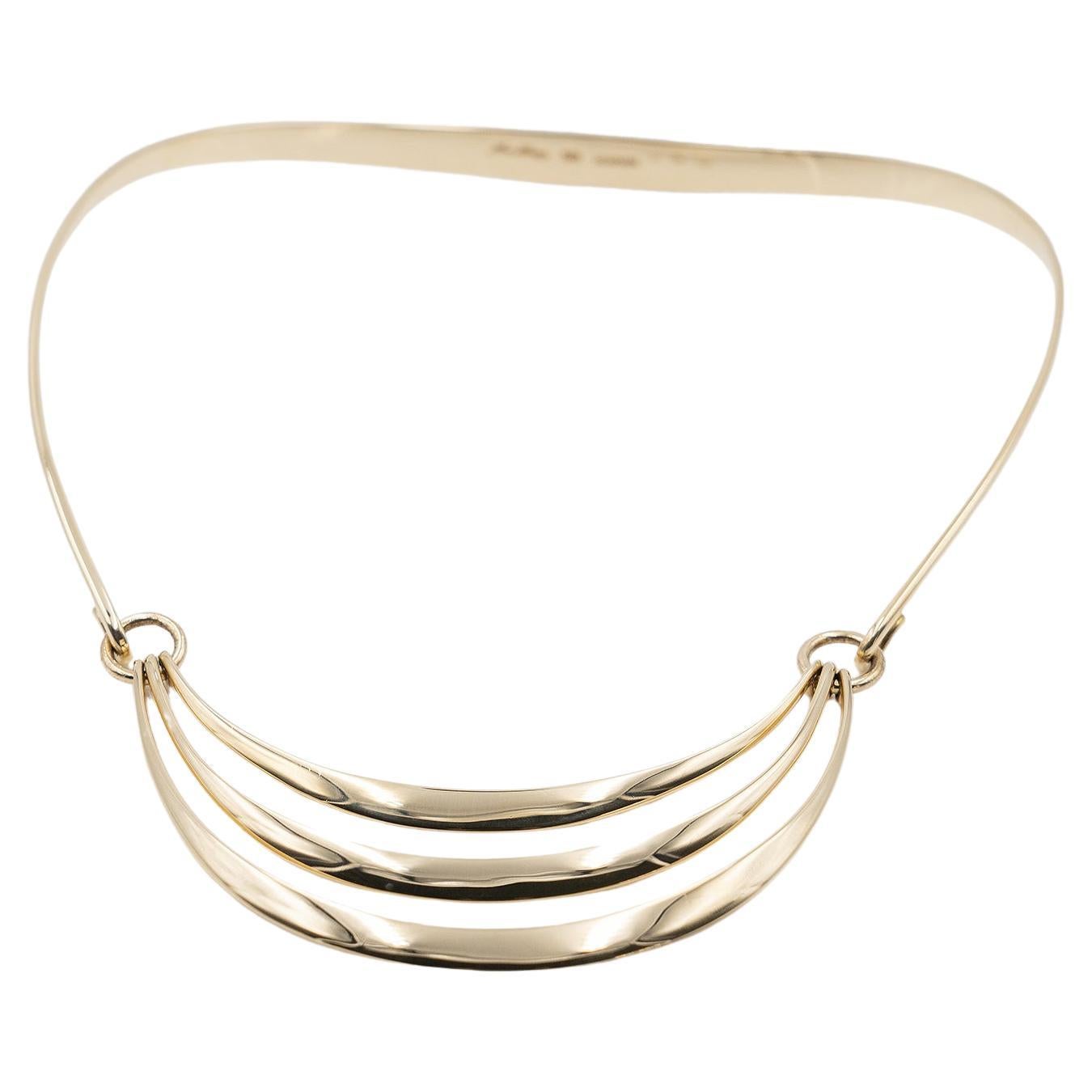 Hans Hansen Scandinavian Modernist Yellow Gold Necklace, 1970 For Sale