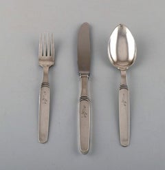 Hans Hansen Silver Cutlery Number 16, Complete Art Deco Dinner Service