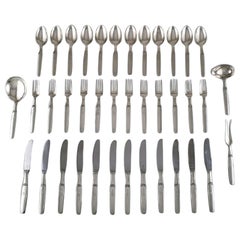 Hans Hansen Silver Cutlery Number 16, Complete Art Deco Dinner Service