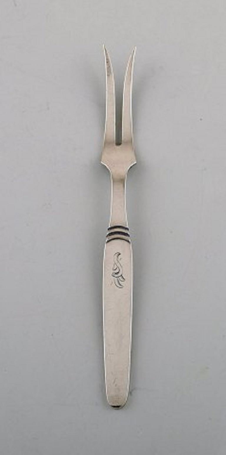 Hans Hansen Silver Cutlery Number 16, Complete Art Deco Lunch Service for 12 P In Good Condition For Sale In Copenhagen, DK