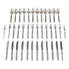Cubertería de plata Hans Hansen número 16, servicio completo de comida Art Déco para 12 P