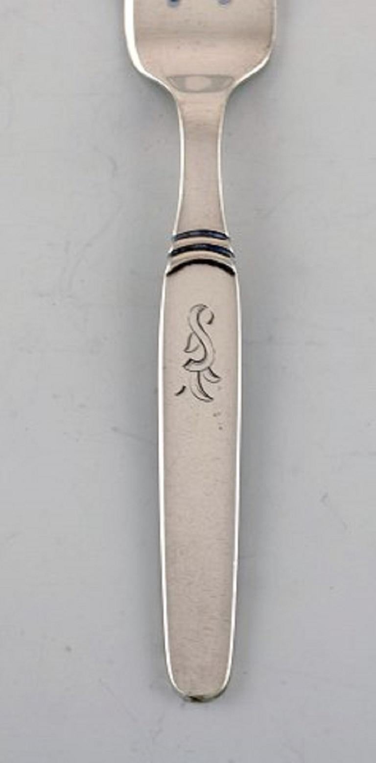 Danish Hans Hansen Silver Cutlery Number 16, Twelve Art Deco Pastry Forks in Silver For Sale