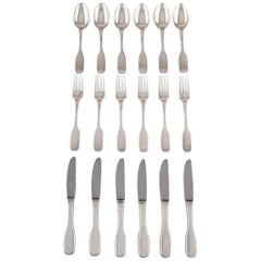 Hans Hansen Silver Cutlery Susanne in Sterling Silver, Complete Lunch Service