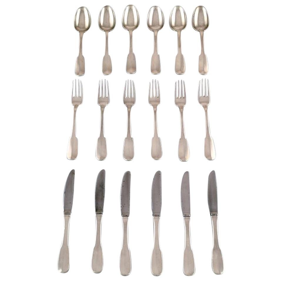 Hans Hansen Silver Cutlery Susanne in Sterling Silver, Complete Lunch Service For Sale