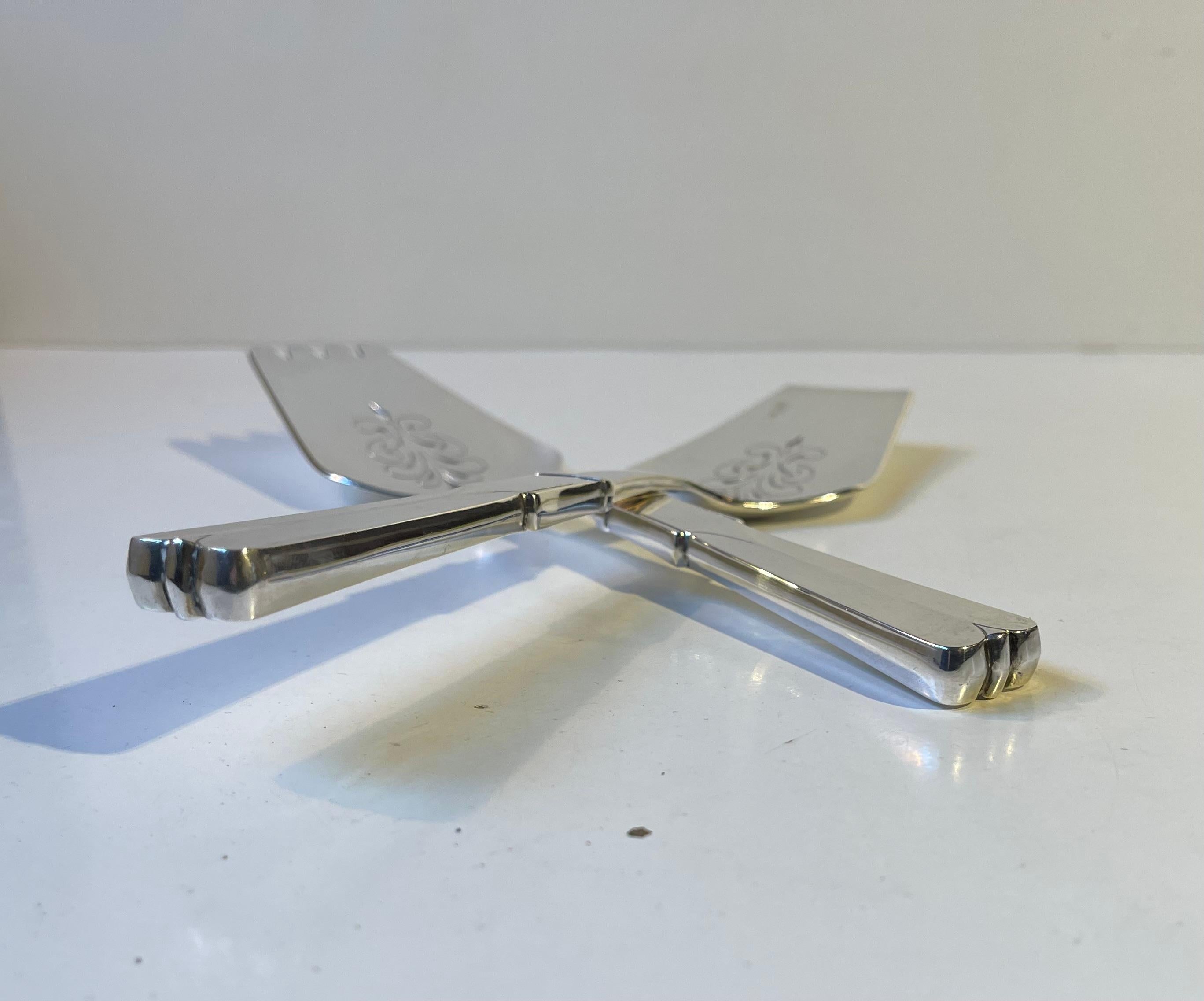 Art Deco Hans Hansen Silver Fish Serving Set - Dessin no. 7 - 'Arvesølv' For Sale