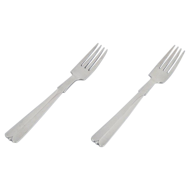 Hans Hansen Silberbesteck, Arvesølv Nr. 7. Zwei Art Deco-Lunchgabeln aus Silber