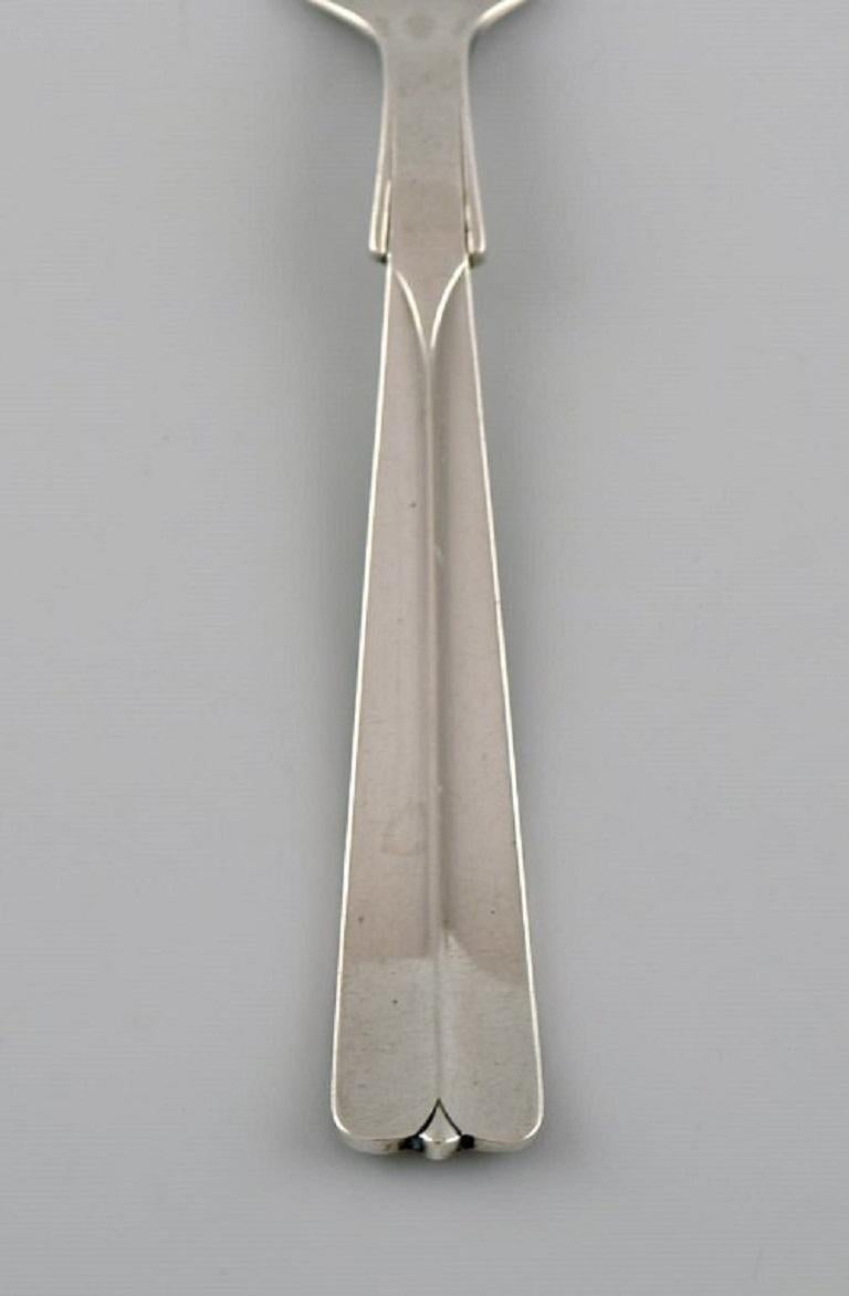 Hans Hansen Silverware No. 7, Eight Art Deco Silver 830 Pastry Forks, 1930s In Excellent Condition For Sale In Copenhagen, DK