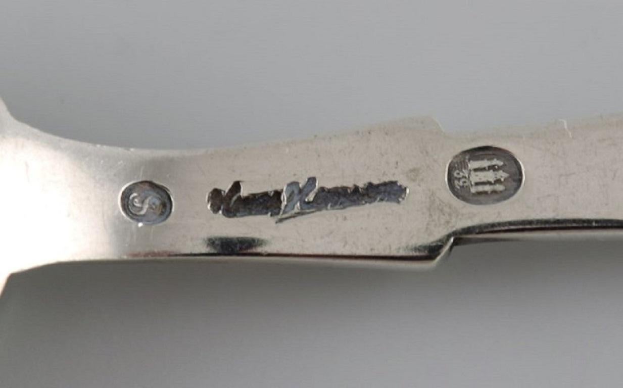 Danish Hans Hansen Silverware No. 7. Eight Art Deco Silver 830 Teaspoons, 1930s For Sale