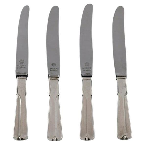 Hans Hansen Silverware No. 7, Four Art Deco Fruit Knives in Silver and Steel