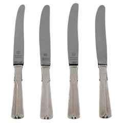 Vintage Hans Hansen Silverware No. 7, Four Art Deco Fruit Knives in Silver and Steel