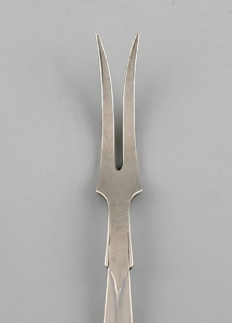Danish Hans Hansen Silverware No. 7. Two Art Deco Cold Meat Forks in Silver For Sale