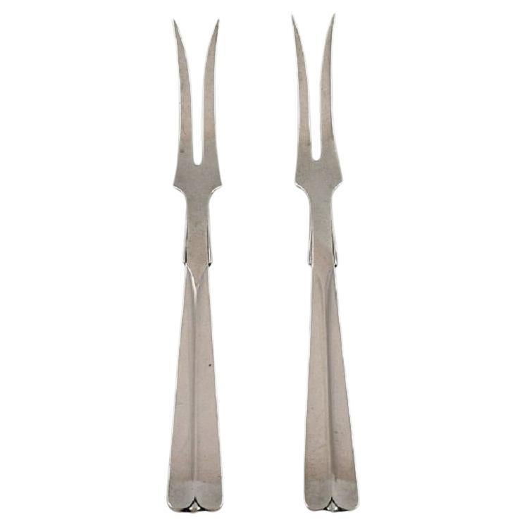 Hans Hansen Silverware No. 7. Two Art Deco Cold Meat Forks in Silver For Sale