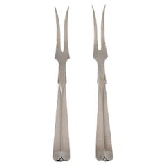 Hans Hansen Silverware No. 7. Two Art Deco Cold Meat Forks in Silver