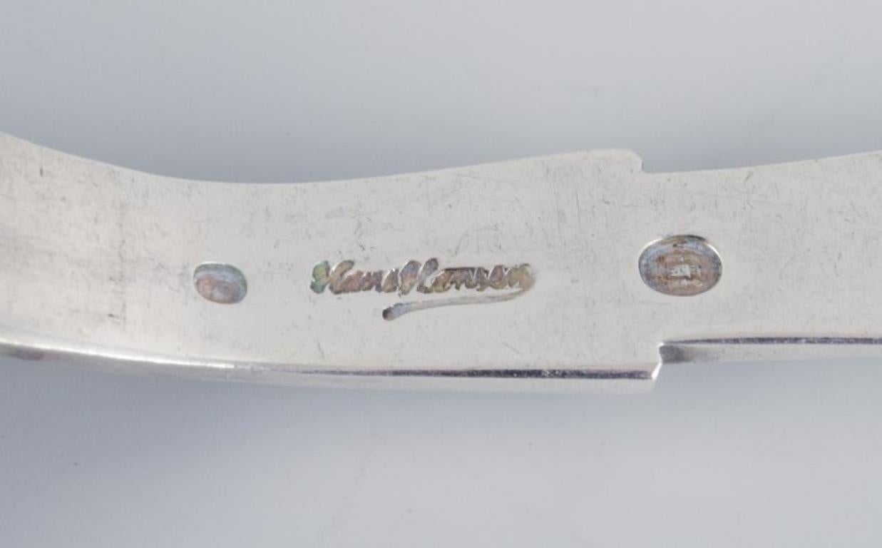Mid-20th Century Hans Hansen silverware no. 7. Two Art Deco table spoons in Danish 830 silver.  For Sale