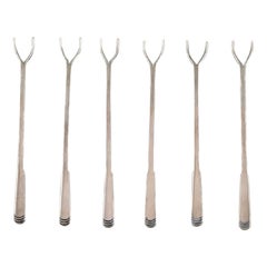 Hans Hansen Silverware Number 15, a Set of Six Cocktail Picks / Nut Picks