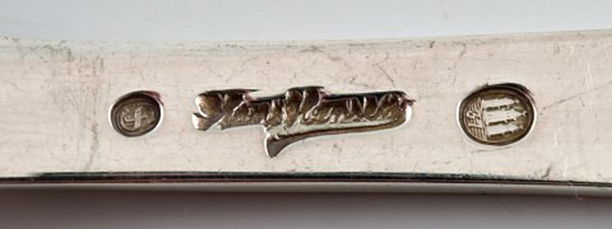 Danese Argenteria Hans Hansen Numero 2, 13 cucchiai da dessert in A. Silver in vendita