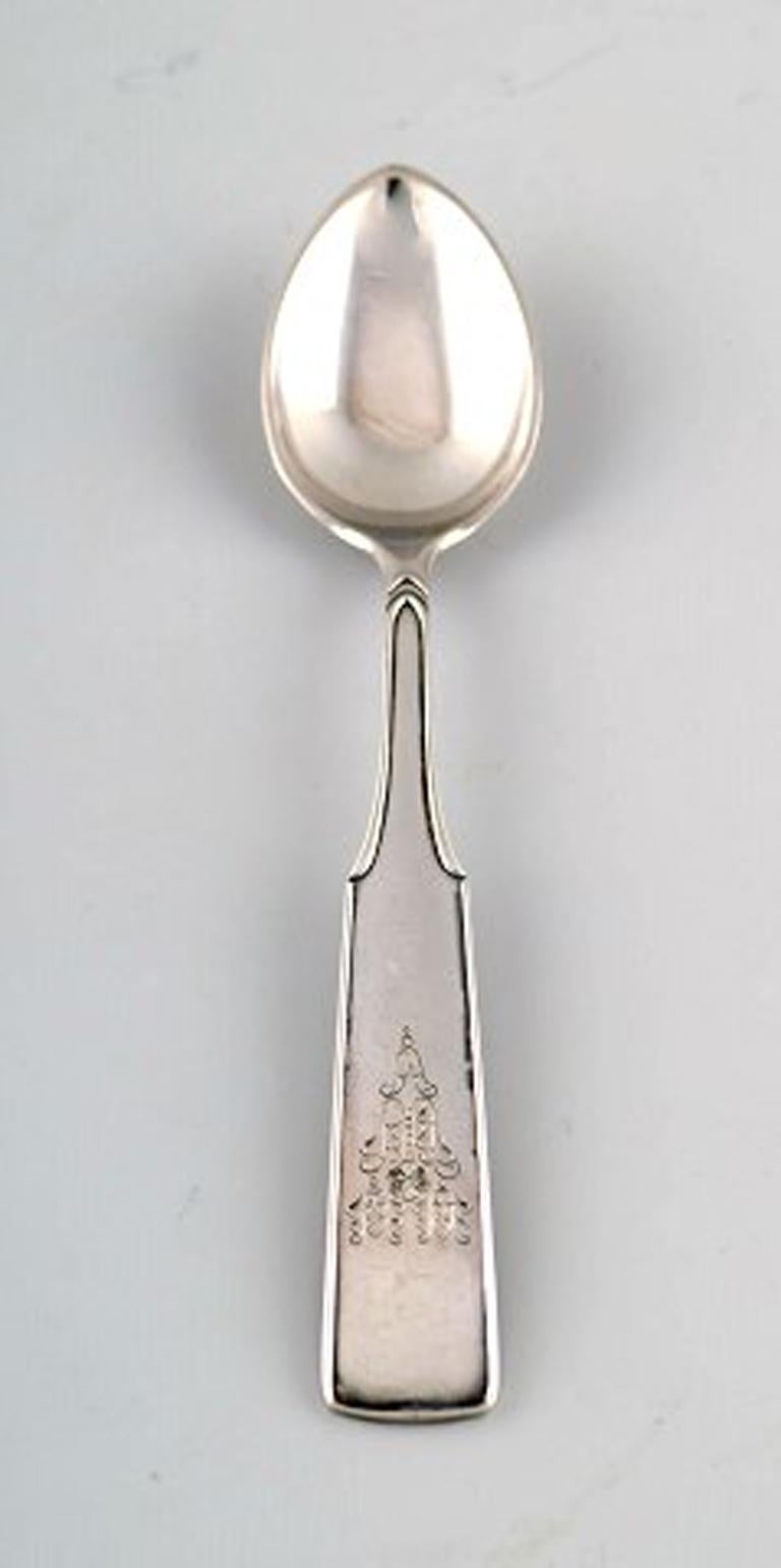 Hans Hansen Silverware Number 2, Set of 8 Coffee Spoons in All Silver