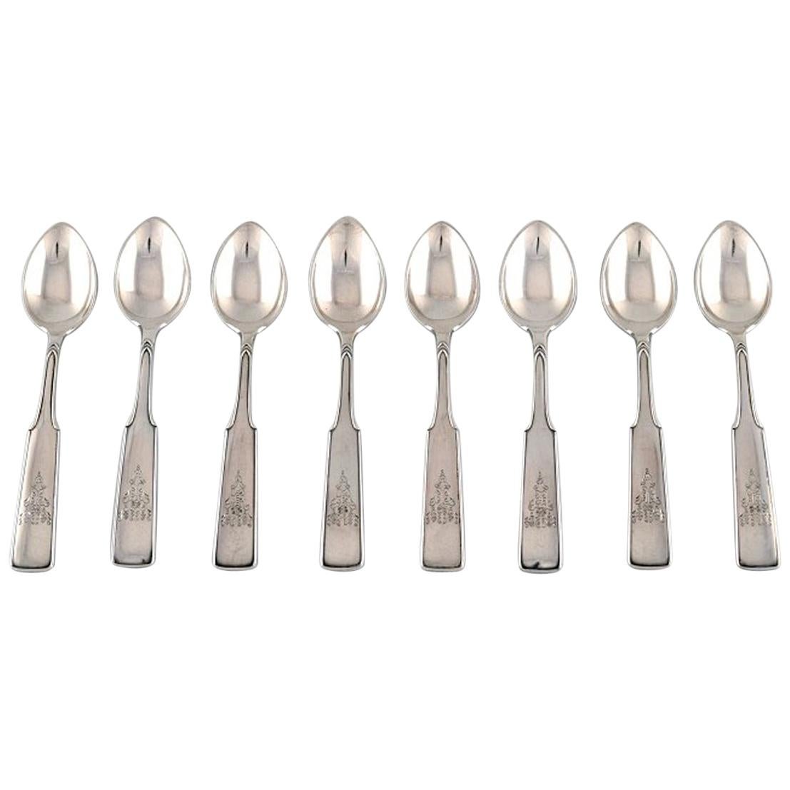 Hans Hansen Silverware Number 2, Set of 8 Coffee Spoons in All Silver, 1937 For Sale