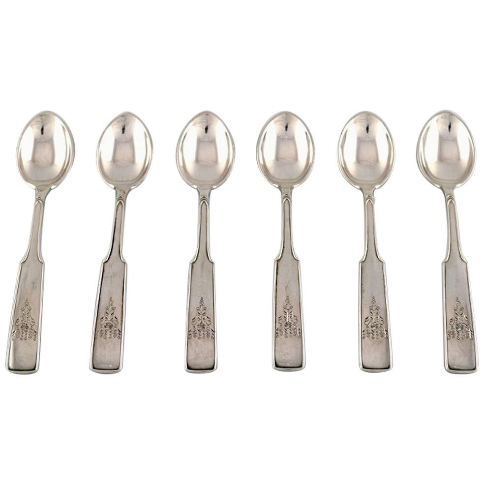 Hans Hansen Silverware Number 2, Set of Six Coffee Spoons in All Silver For Sale