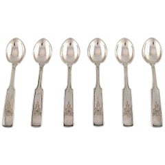 Hans Hansen Silverware Number 2, Set of Six Coffee Spoons in All Silver