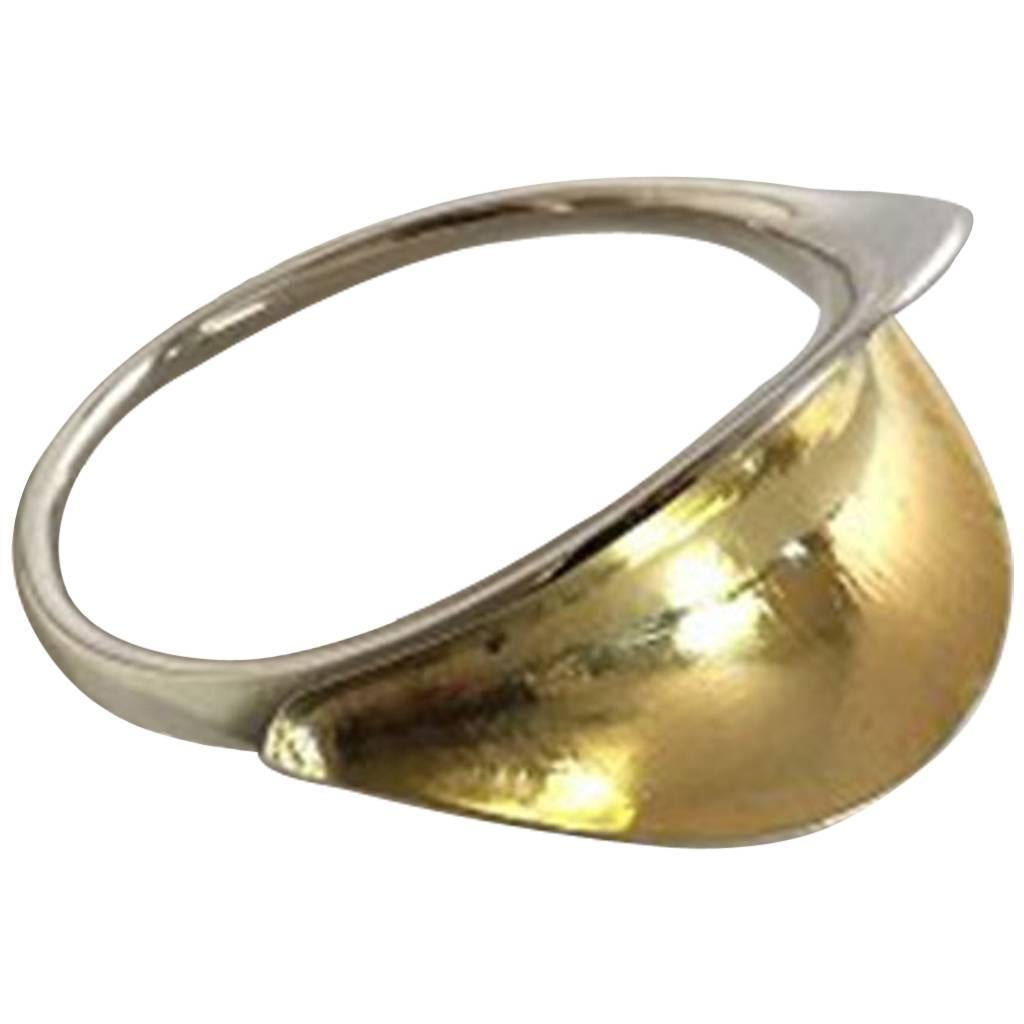 Hans Hansen Sterling Silver Bangle/Bracelet #251, Gilded For Sale