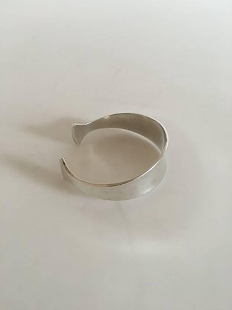 Hans Hansen Sterling Silver Bracelet #215. Measures 5.9 cm / 2 21/64 in. inner measurements. Weighs 37.7 g / 1.33 oz.