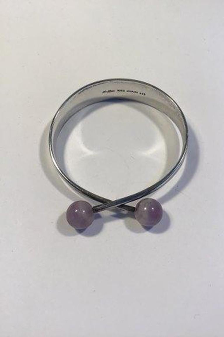 Hans Hansen sterling silver bracelet no 243 Purple Quartz.

Inside Diam 6 cm (2 23/64 in)Weight 41 gr/1.45 oz.