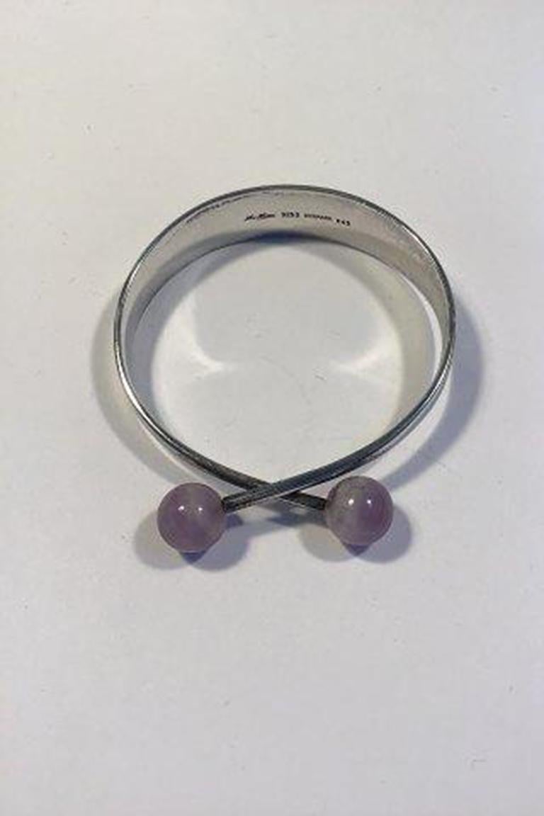 Hans Hansen Sterling Silver Bracelet No 243 Purple Quartz.

Inside Diam 6 cm (2 23/64 in)Weight 41 gr/1.45 oz.