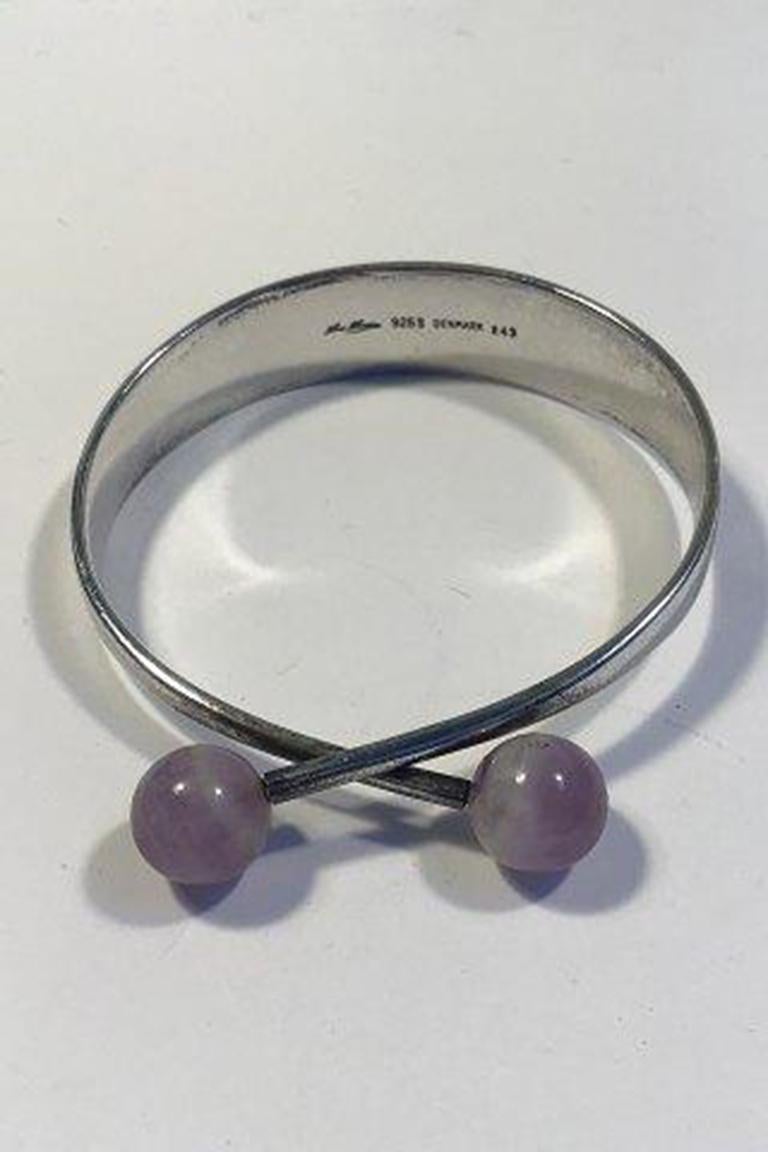 20th Century Hans Hansen Sterling Silver Bracelet No 243 Purple Quartz For Sale