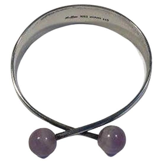 Hans Hansen Sterling Silver Bracelet No 243 Purple Quartz For Sale