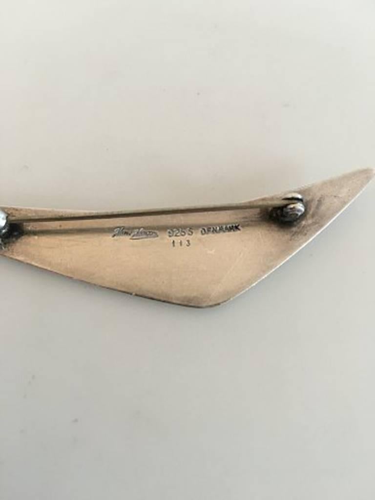 Hans Hansen Sterling Silver Brooch No 113. 

Measures 7.7 cm(3 1/32 in)  Weight 12.4 g / 0.43 oz
