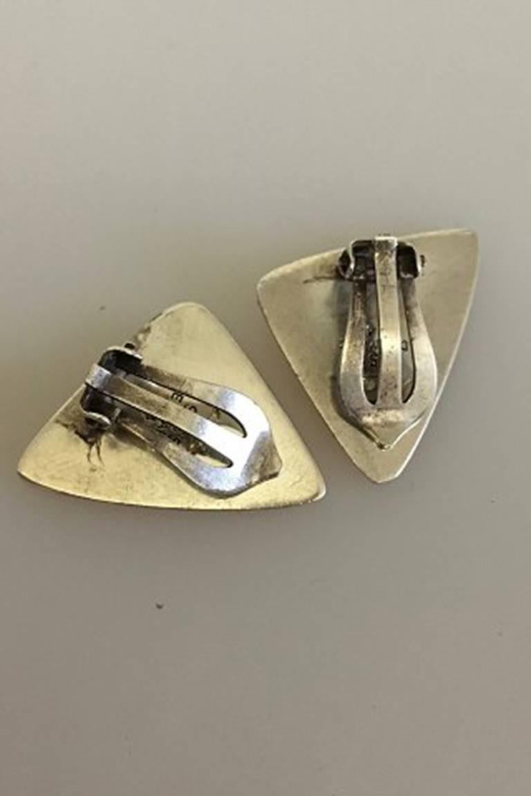 Modern Hans Hansen Sterling Silver Ear Clips No 440
