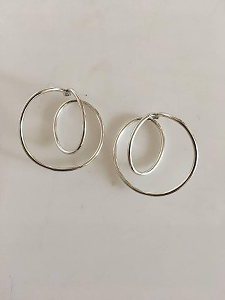 Hans Hansen Sterling Silver Earrings by Allan Scharff. 3.5 cm dia (1 3/8