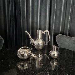 Hans Hansen Sterling Silver MCM Coffee Set 539/540, 1966