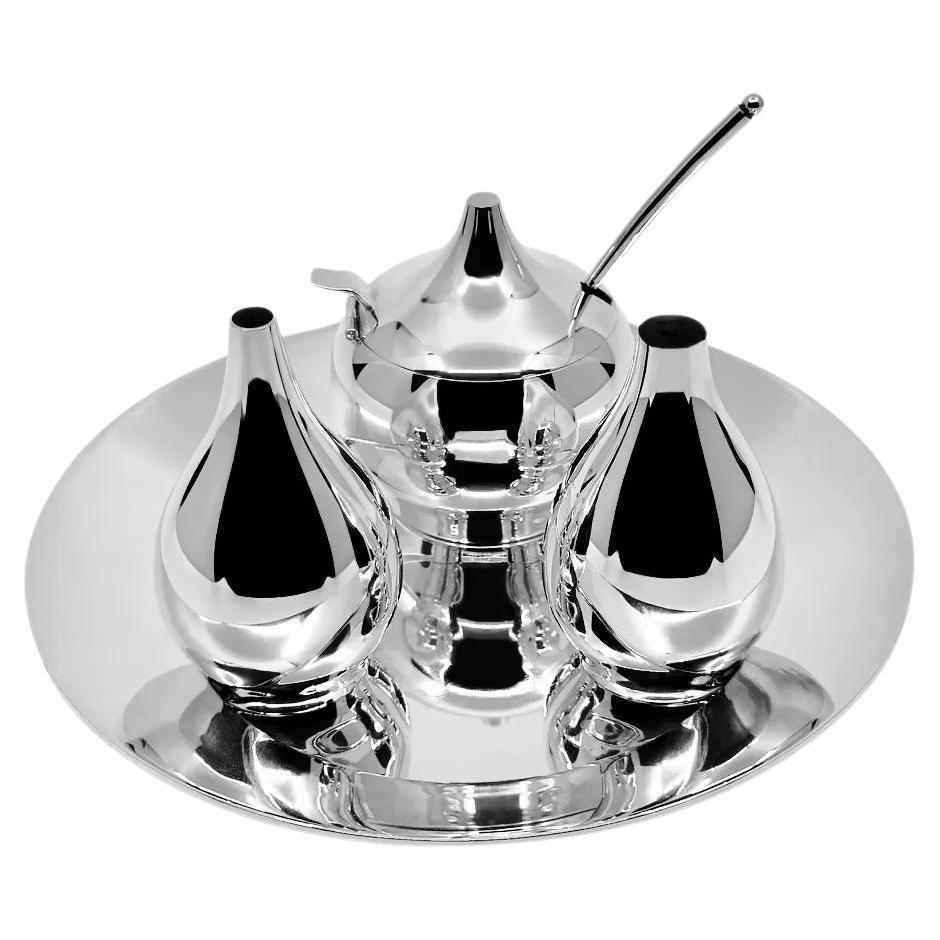 Hans Hansen Sterling Silver Mid-Century Cruet Set