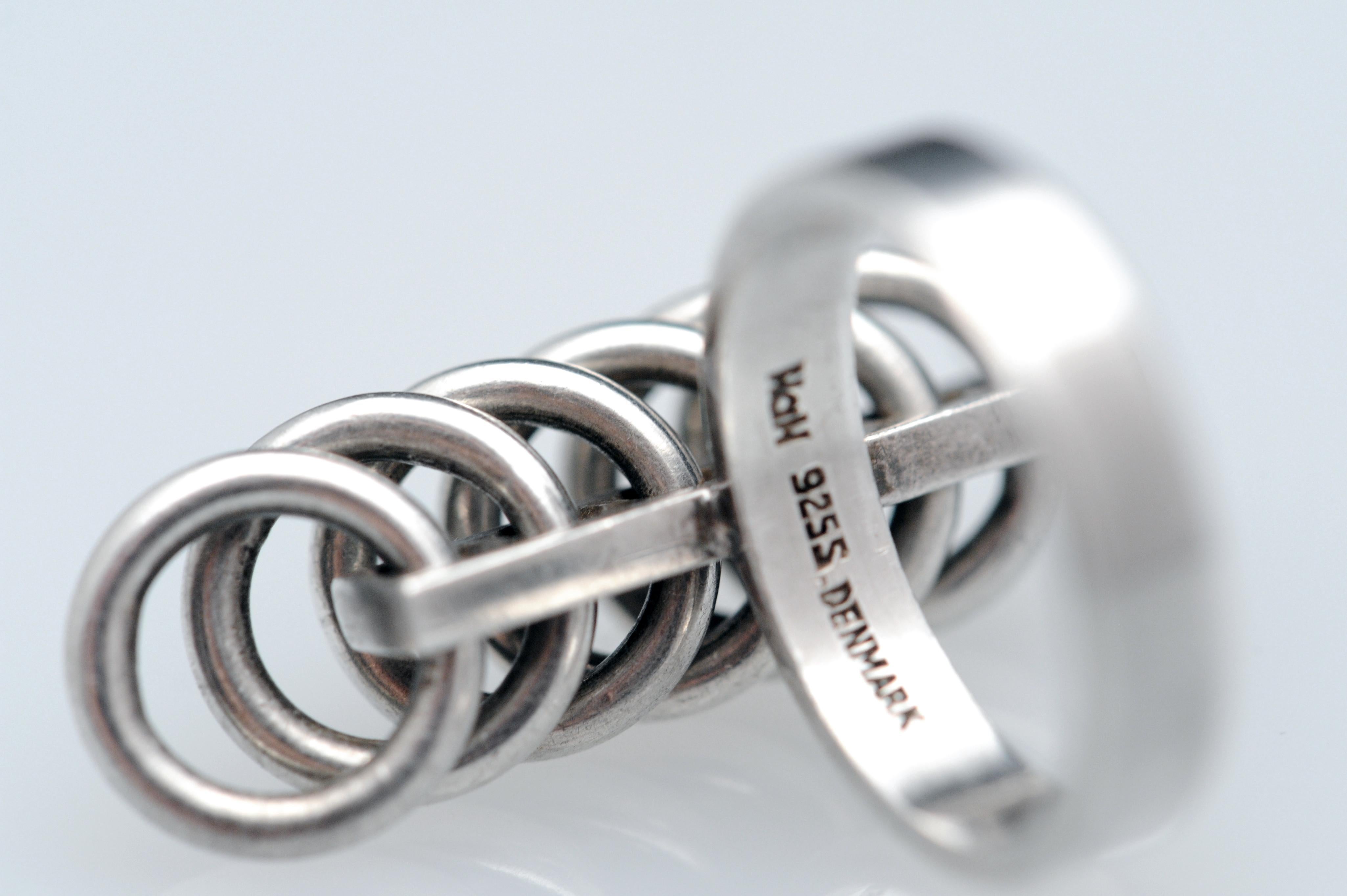 Hans Hansen Sterling Silver Modernist Kinetic Ring Denmark Vintage Scandinavian 1