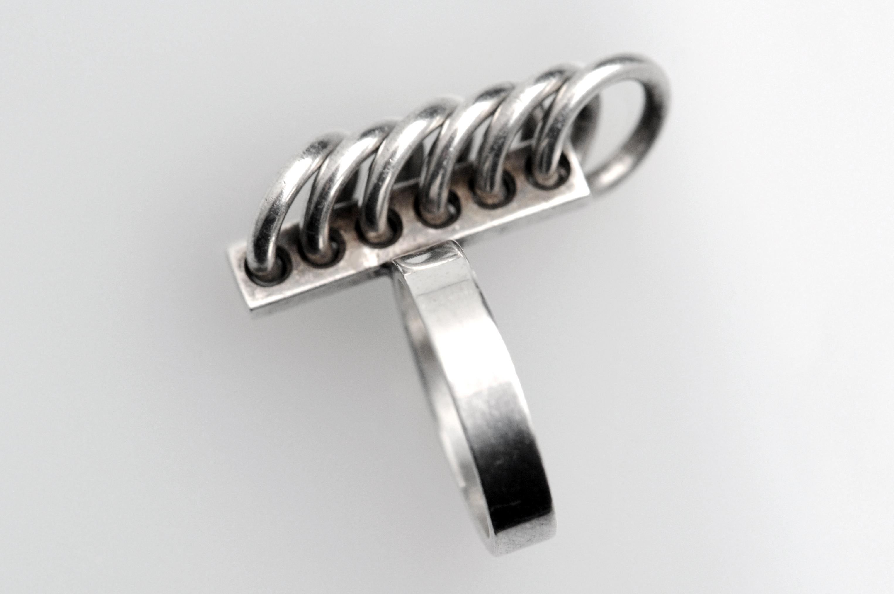 Hans Hansen Sterling Silver Modernist Kinetic Ring Denmark Vintage Scandinavian 2