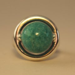 Hans Hansen Sterling Silver Modernist Ring with Amazonite Ball(Size 6)