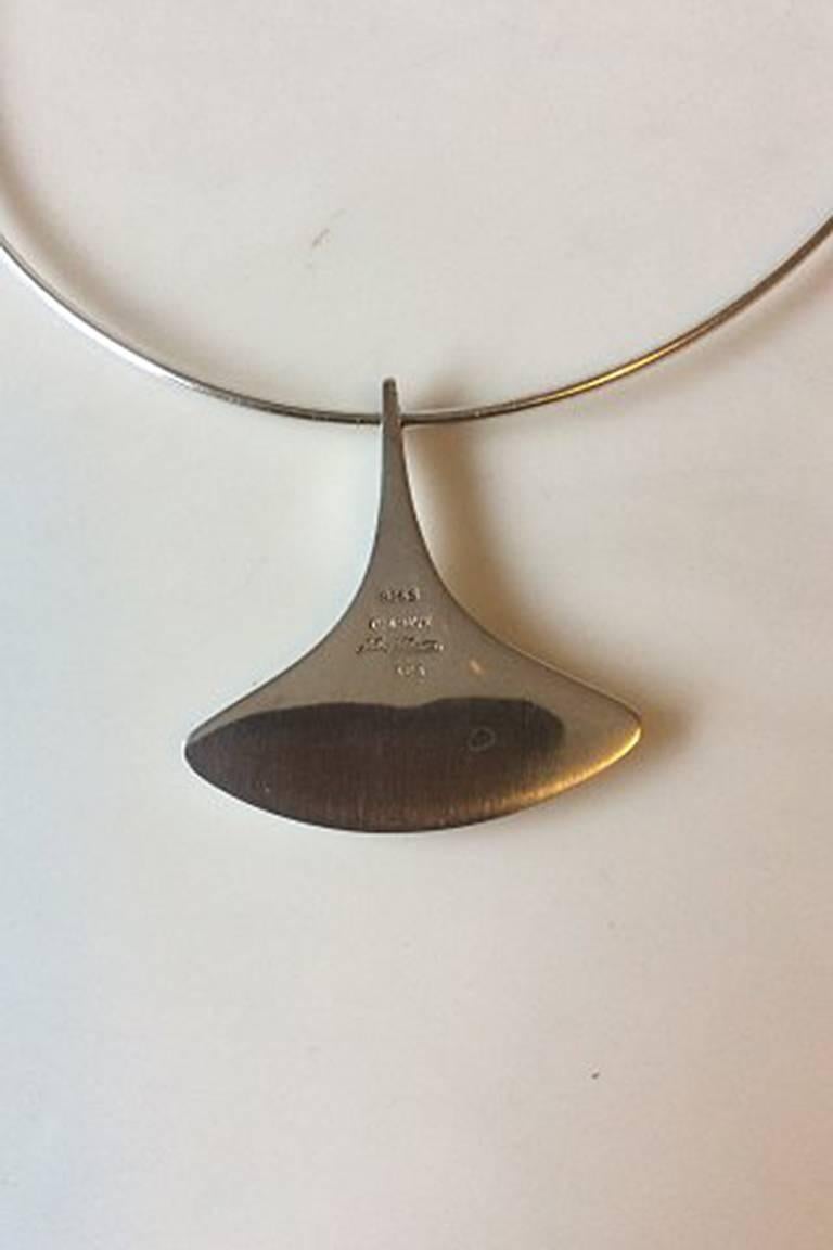 Hans Hansen Sterling Silver Choker with pendant #223. Measures 12 cm / 4 23/32 in. Weighs 35.5 g. / 1.25 oz.