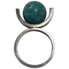 Hans Hansen Sterling Silver Ring No 36 with Aventurine Ring