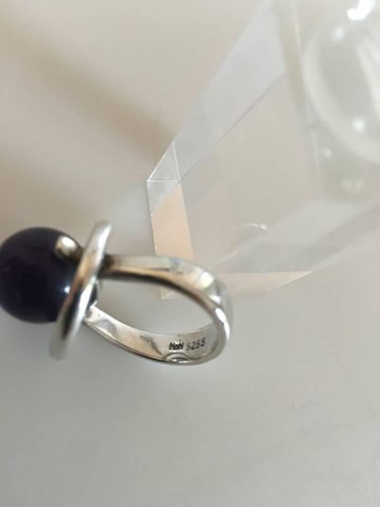 Modern Hans Hansen Sterling Silver Ring with Amethyst For Sale
