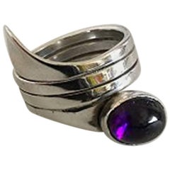 Hans Hansen Sterling Silver Ring with Amethyst