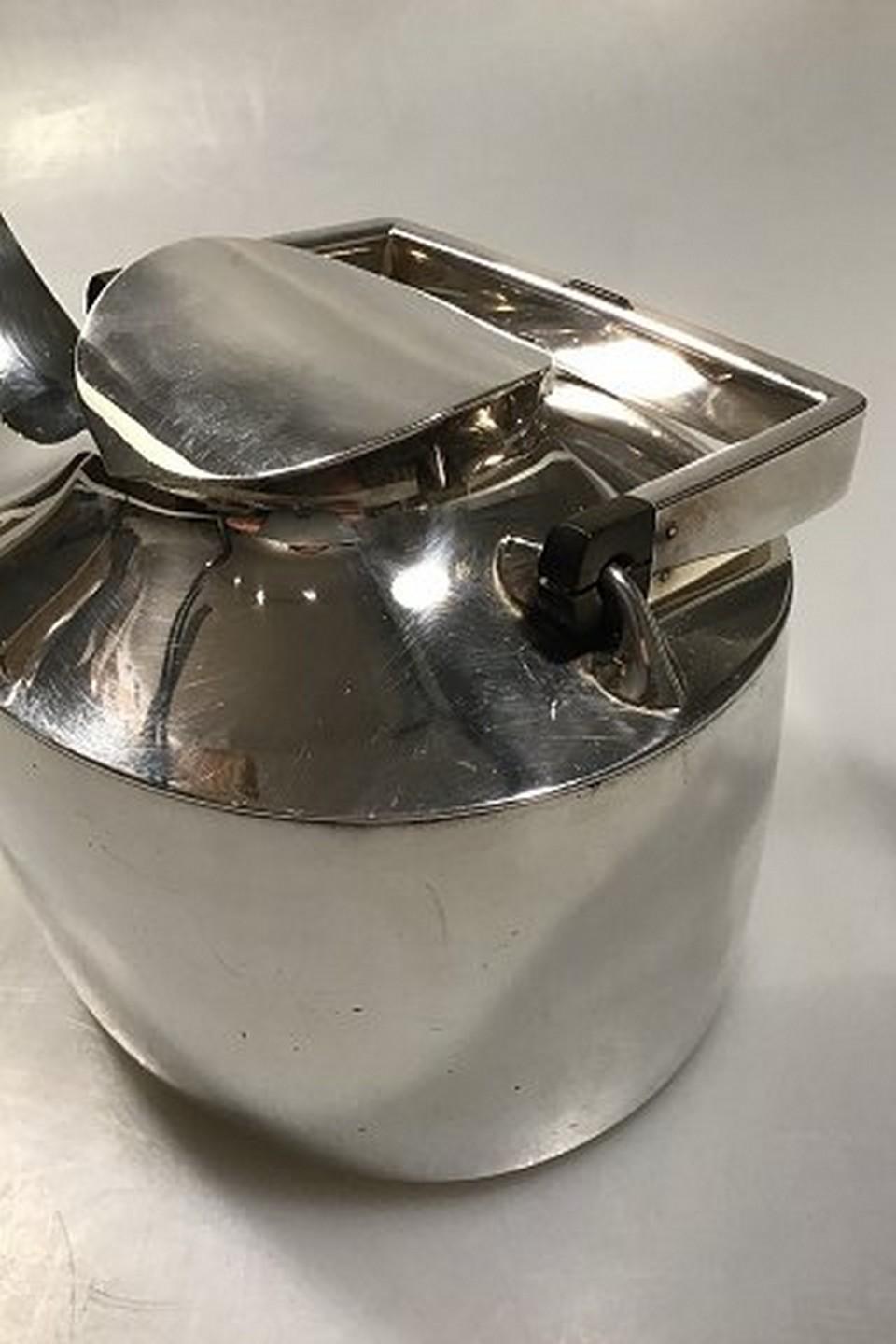 Hand-Crafted Hans Hansen Sterling Silver Tea Pot No 498 Karl Gustav Hansen For Sale