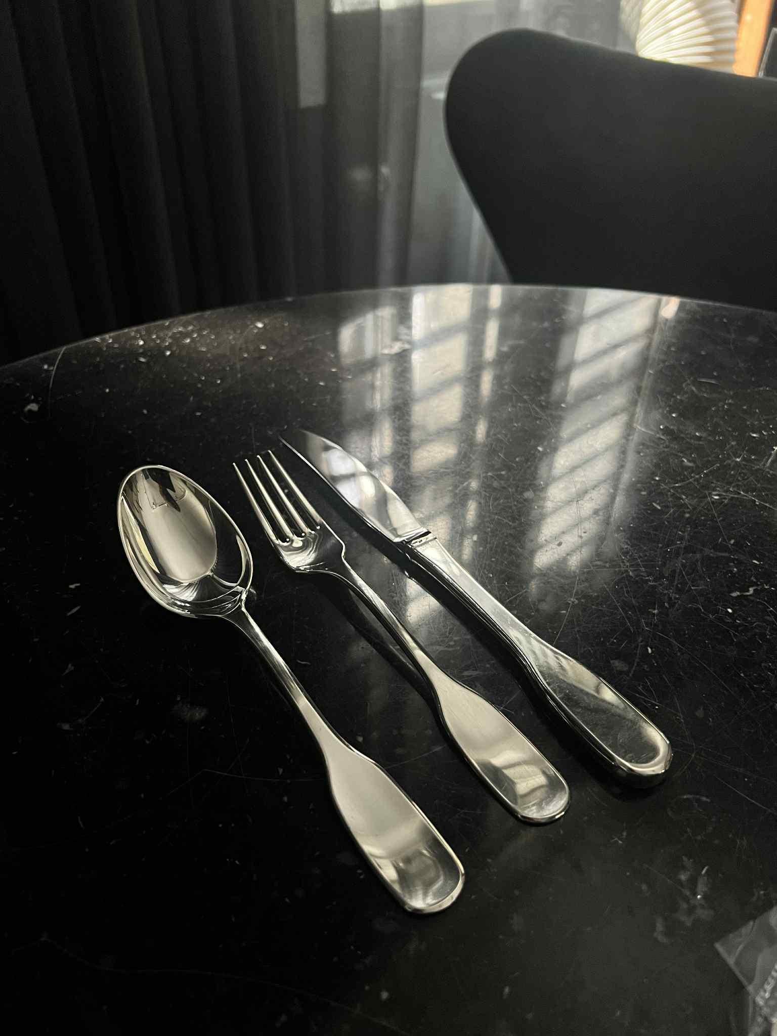 Danish Hans Hansen Susanne Sterling Silverware Set for 6 For Sale
