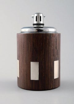Hans Hansen, Table Lighter in Rosewood with Inlaid Silver, 1960s, Denmark