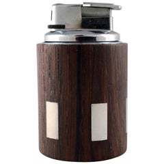 Hans Hansen, Table Lighter in Rosewood with Inlaid Silver, 1960s, Denmark