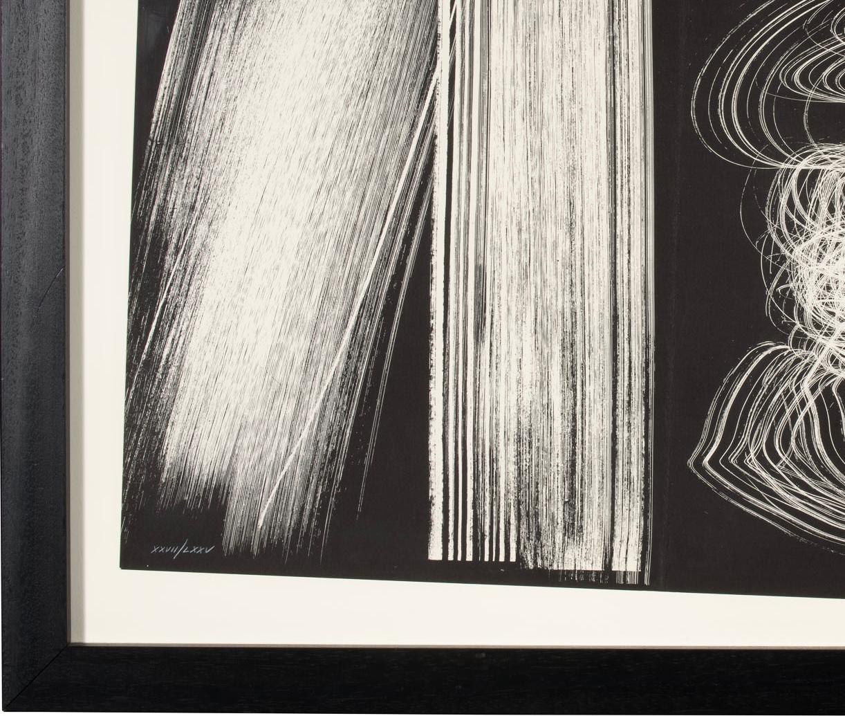 French Hans Hartung 1970s Signed and Numbered Black and White Lithograph For Sale